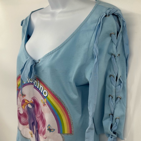 Moschino Couture My Little Pony Ribbon Tee with Lace-up Sleeves 10 New with Tags - Picture 11 of 16